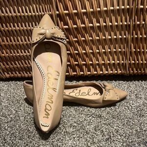 Sam Edelman Tan Pointed-Toe Flats with Bow